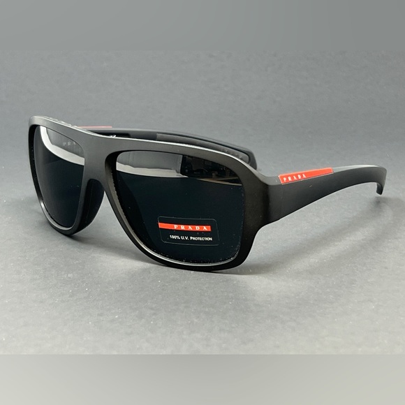 Prada Rossa SPS02I-1BO1A1 Matte Black 60mm Square Men's Sunglasses Italy - Picture 1 of 9